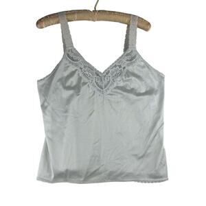 Vintage Vanity Fair Camisole Tank Ladies 34/40 Nylon Lace Trim White Bridal READ
